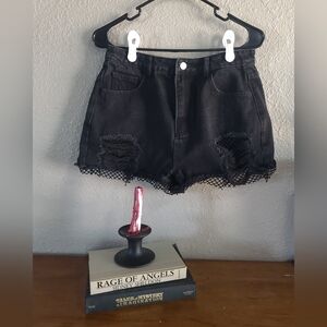 Black Fishnet Grunge Shorts